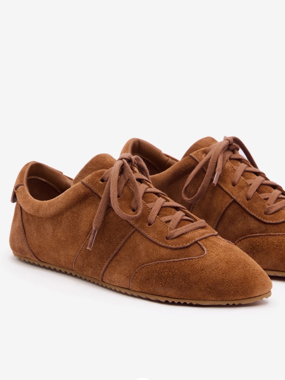 Reformation Terra Suede Lace-Up Sneakers — Chestnut Brown size 8.5 - Picture 2 of 13